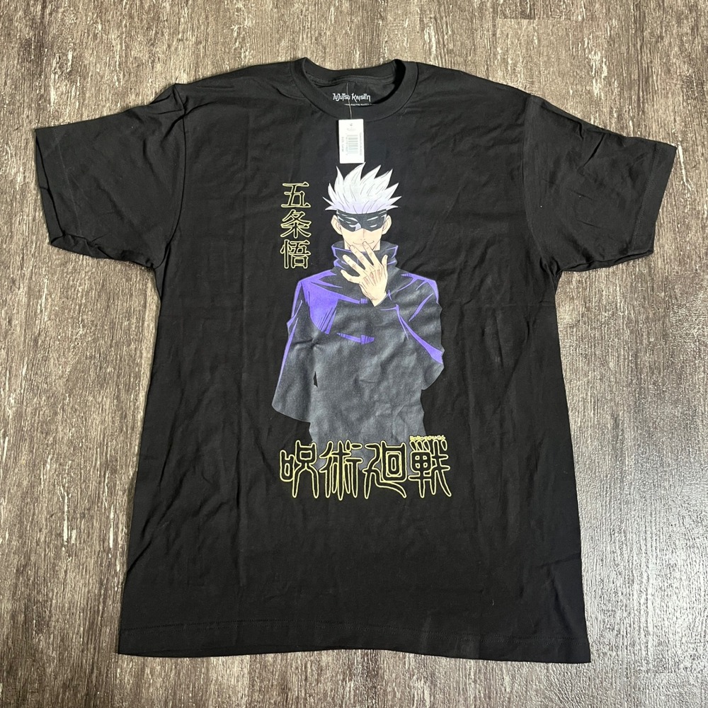 NWT Jujutsu‎ Kaisen Gojo Satoru Black Anime Manga Graphic T-Shirt Men's L